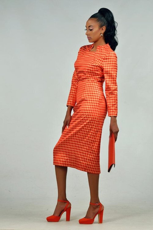 dress-pencil-red-yellow-longsleeves - View 4