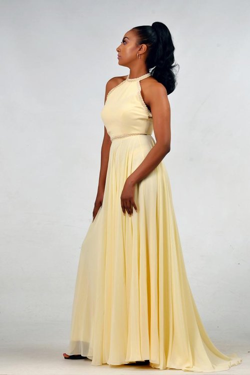 halterneck-yellow-maxi-dress - View 2