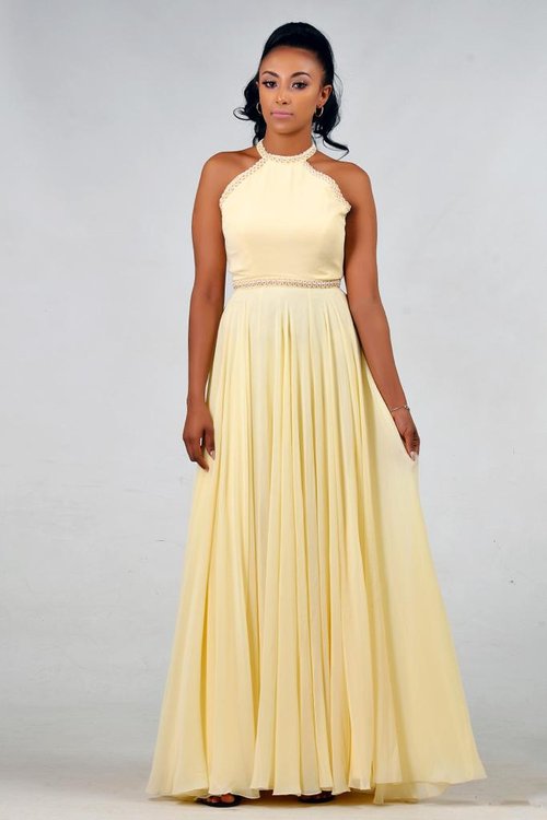 halterneck-yellow-maxi-dress - View 5
