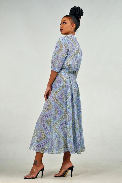 light-blue-print-shirt-dress - View 2