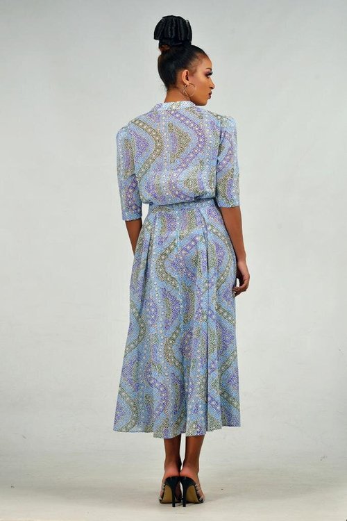 light-blue-print-shirt-dress - View 4