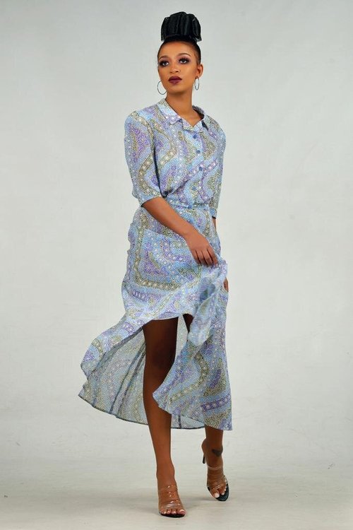 light-blue-print-shirt-dress - View 5