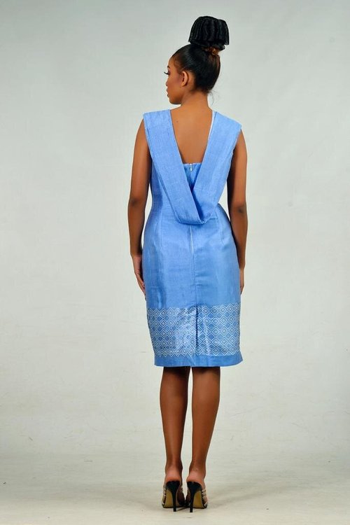 midiDress-blue-whitetraditional-details - View 1