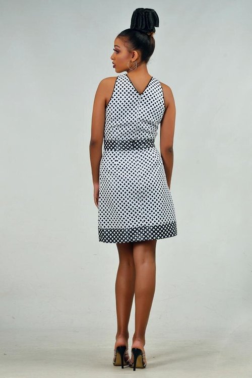 Mini Dress Black White Print - View 2