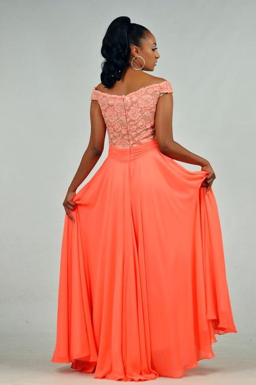 off-shoulder-lace-coral-dress - View 3
