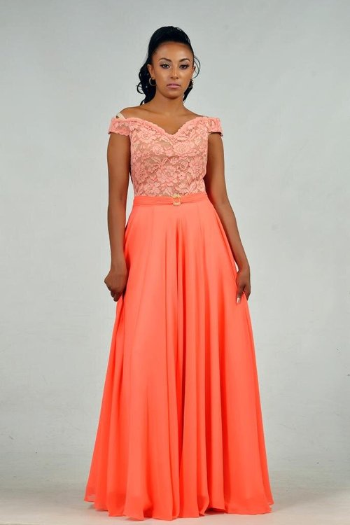 off-shoulder-lace-coral-dress - View 5