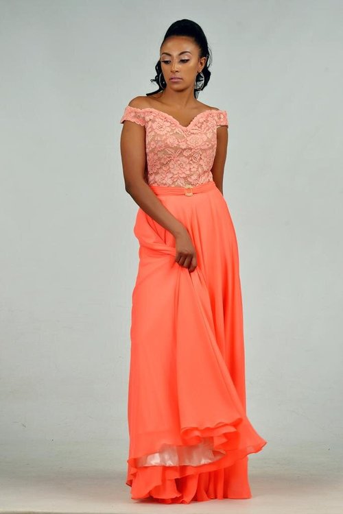 off-shoulder-lace-coral-dress - View 6