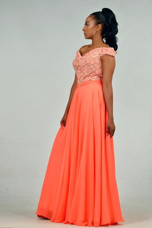 off-shoulder-lace-coral-dress - View 7