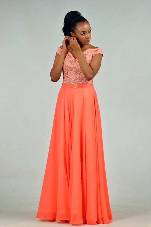 off-shoulder-lace-coral-dress - View 8