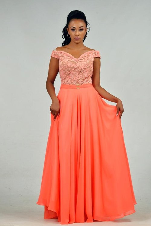 off-shoulder-lace-coral-dress - View 9
