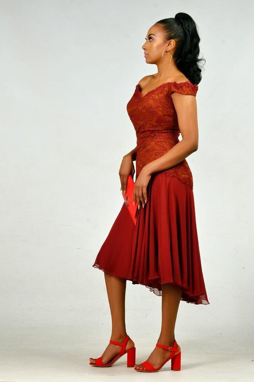 off-shoulder-lace-wine-red - View 4