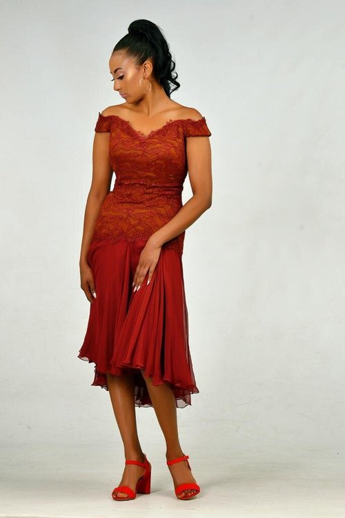 off-shoulder-lace-wine-red - View 7