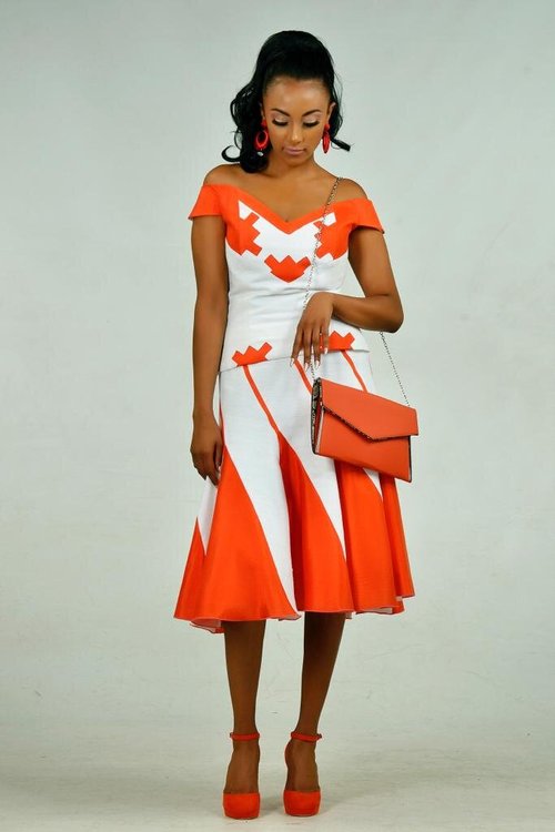 offshoulderTop-flaredmidiskirt-ethiopian-fabric - View 5