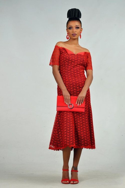 red-lace-midi-dress - View 4