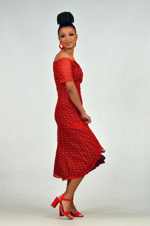 red-lace-midi-dress - View 8