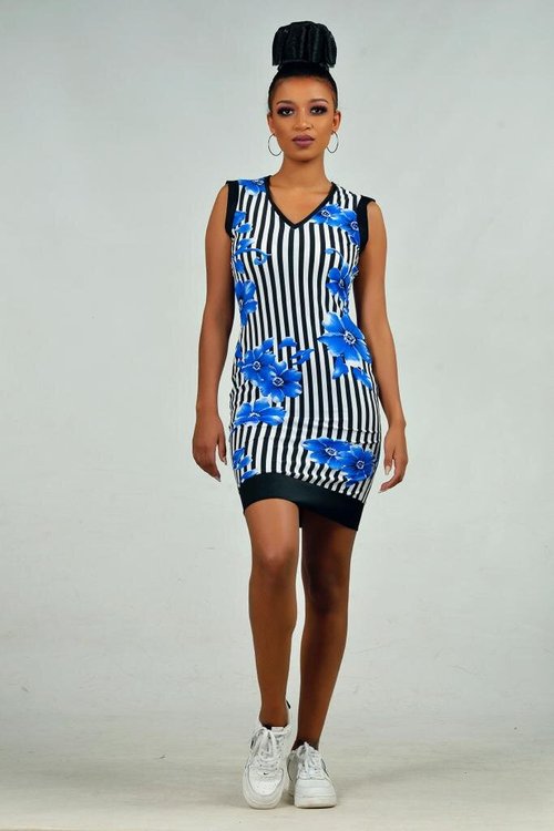 stretch-mini-dress-flower-motif - View 5