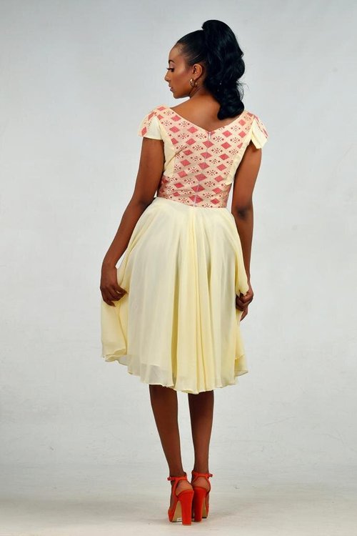 v-neck-yellow-traditional-dress - View 4